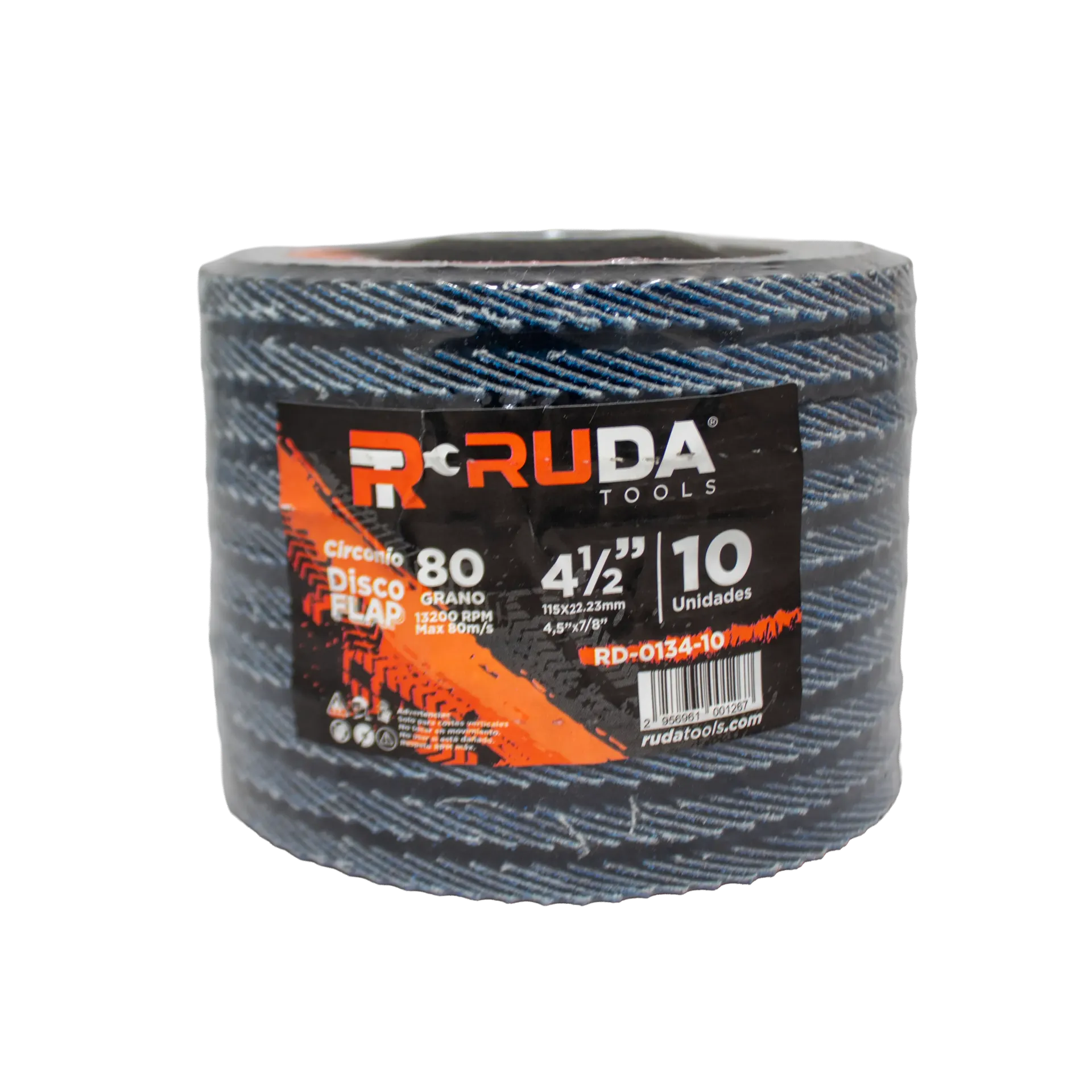 [2956961001267] Disco Flap 4 1/2x7/8 Grano 80 Azul RUDA X 10 UND