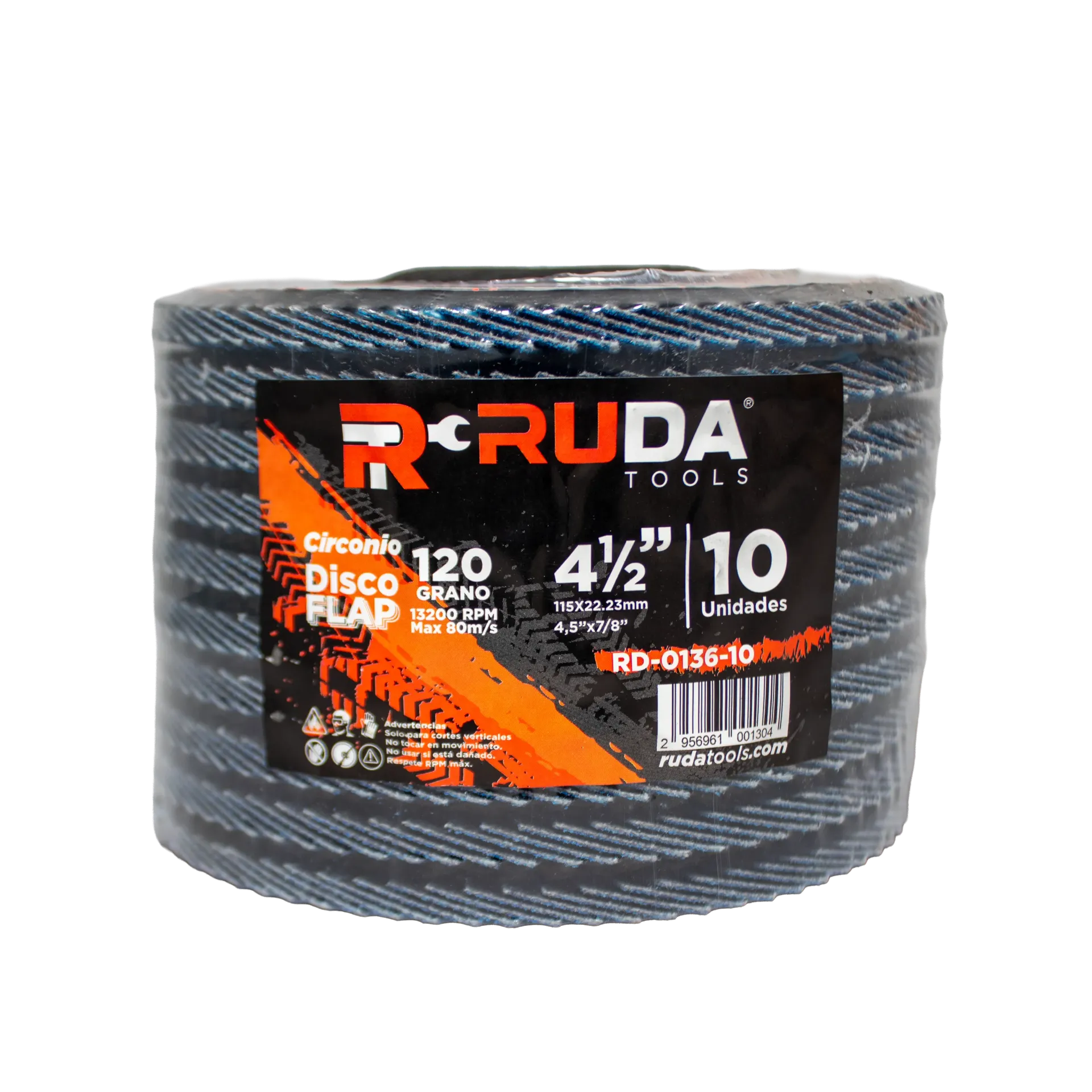 Disco flap 4 1/2 grano 120 RUDA x10 unidades