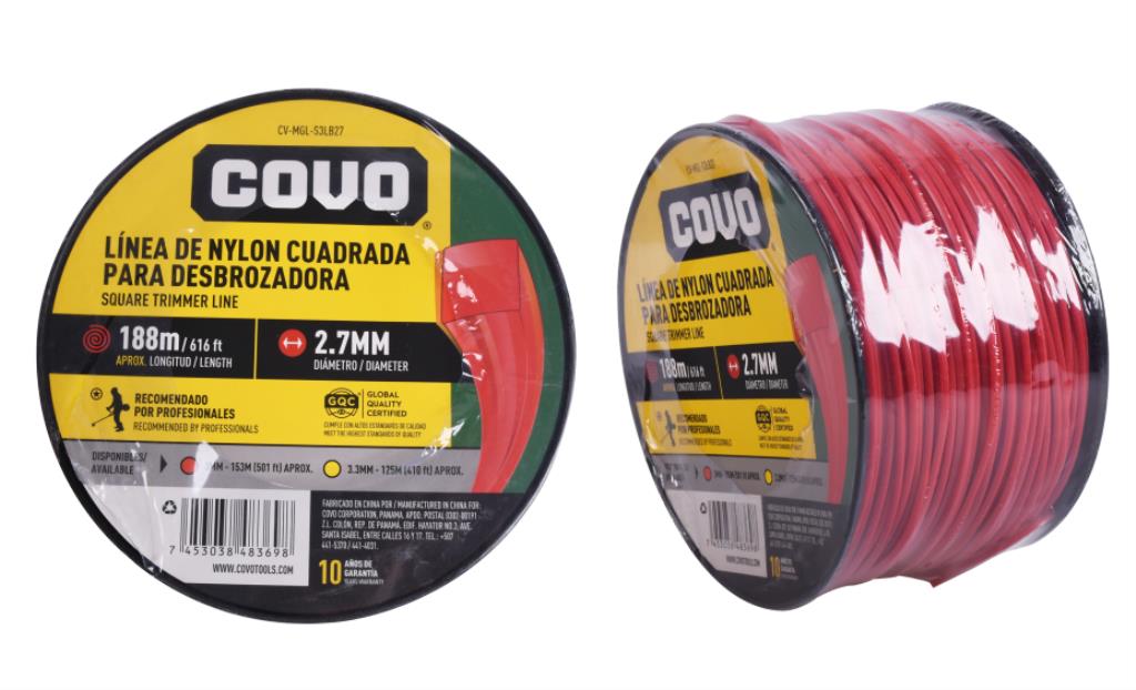 LÍNEA DE NYLON CUADRADA PARA DESBROZADORA 2.7MM 3LBS