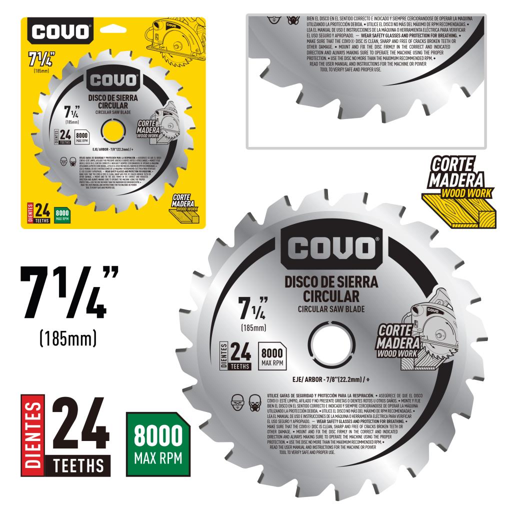 DISCO SIERRA CIRCULAR CORTE MADERA 7.1/4 24 DIENTES