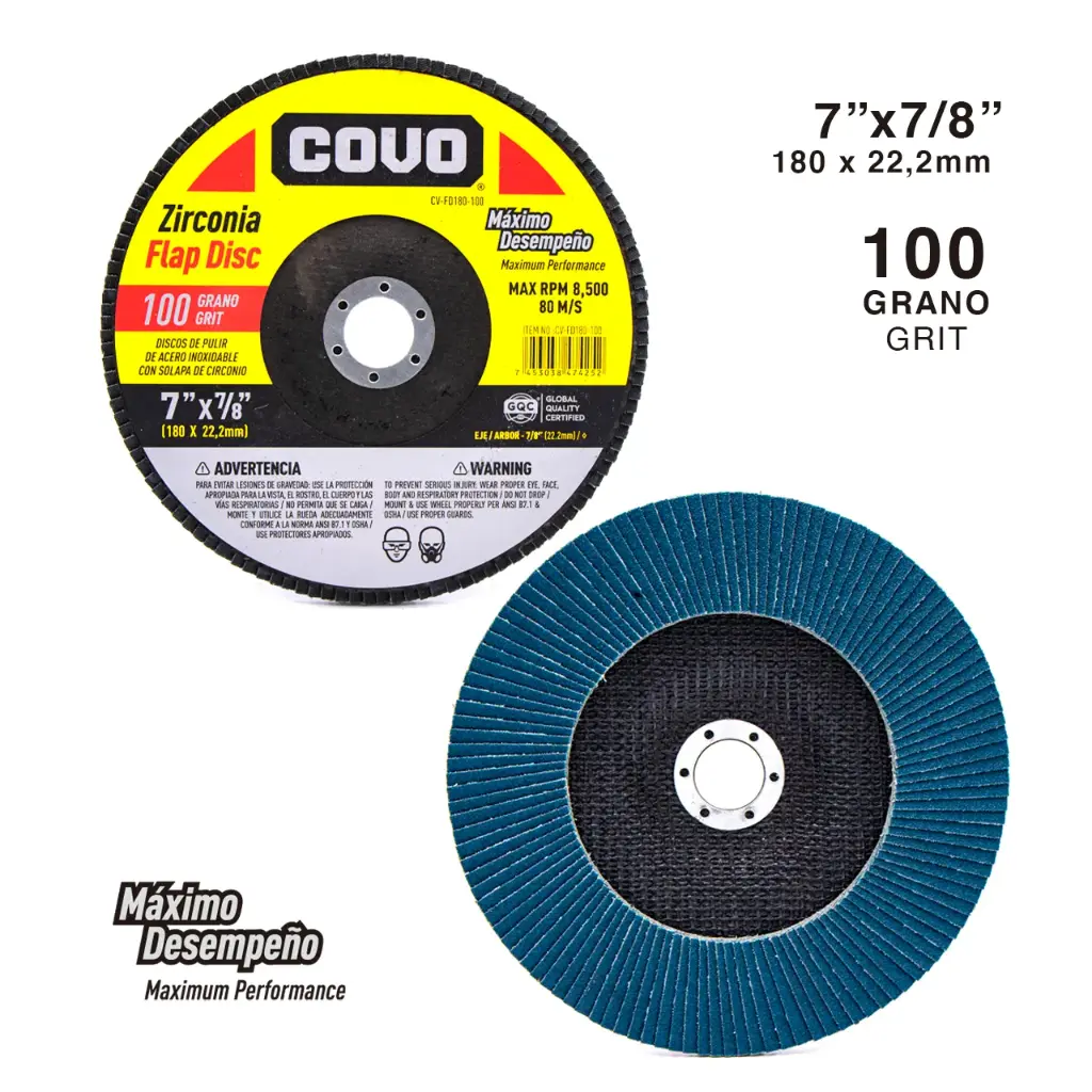 DISCO FLAP 7" X 7/8" GRANO 100