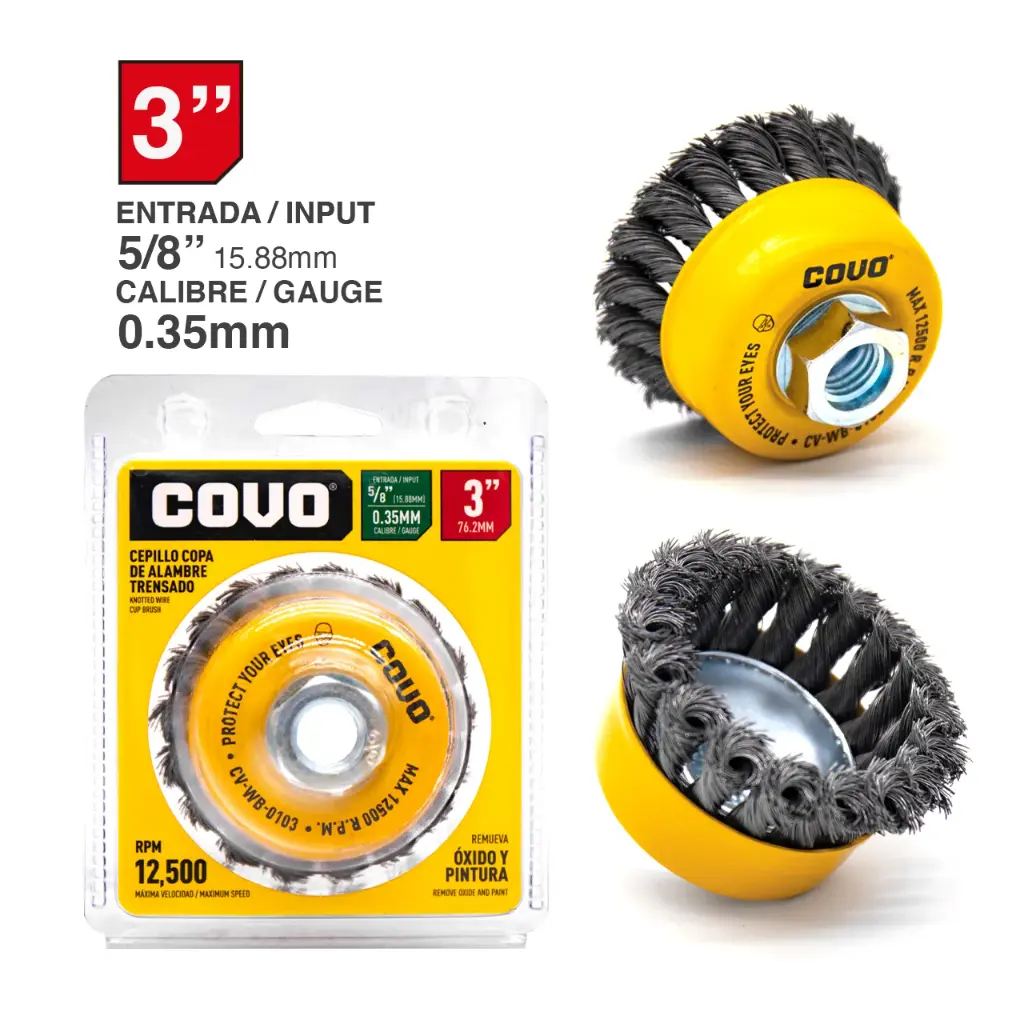 CEPILLO COPA ALAMBRE TRENZADO 3"