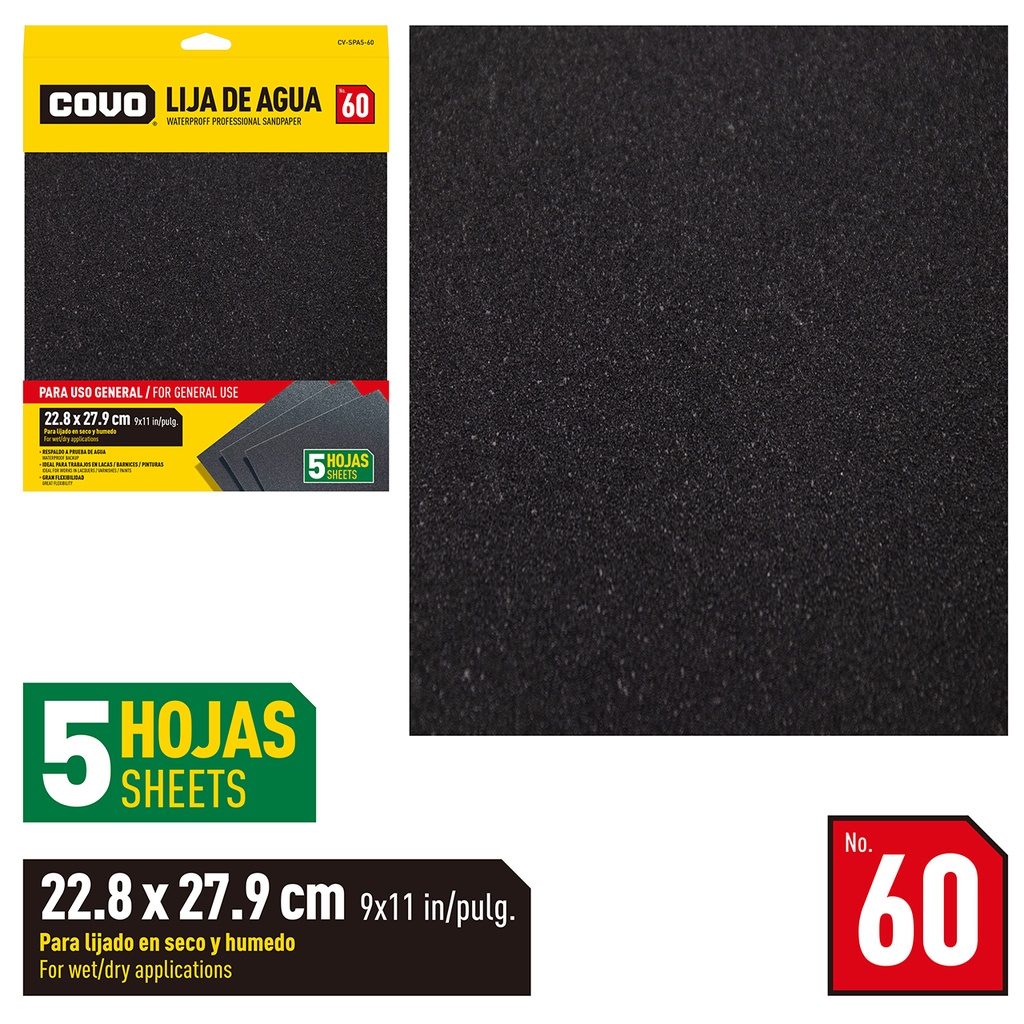 LIJA DE AGUA GRANO 60 x 5 Unds.