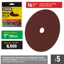 DISCO DE LIJA 7" GRANO 16 X 5 UND