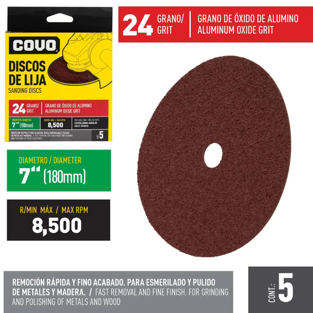 DISCO DE LIJA 7' GRANO 24 x 5 Unds.