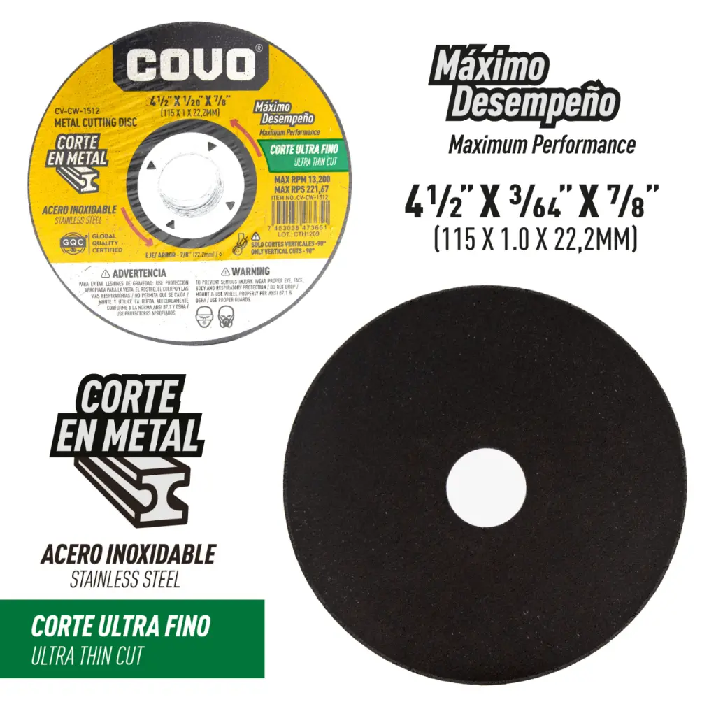 DISCO CORTE METAL 4 1/2X1/20X7/8