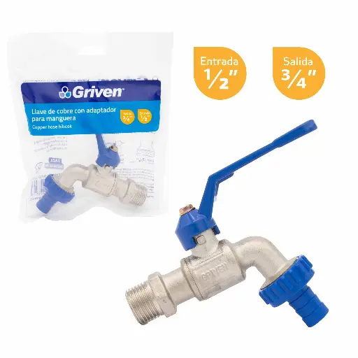 [(BV-222-1-2-CF)] LLAVE DE COBRE CON ADAPTADOR PARA MANGUERA SALIDA 3/4" ENTRADA 1/2"