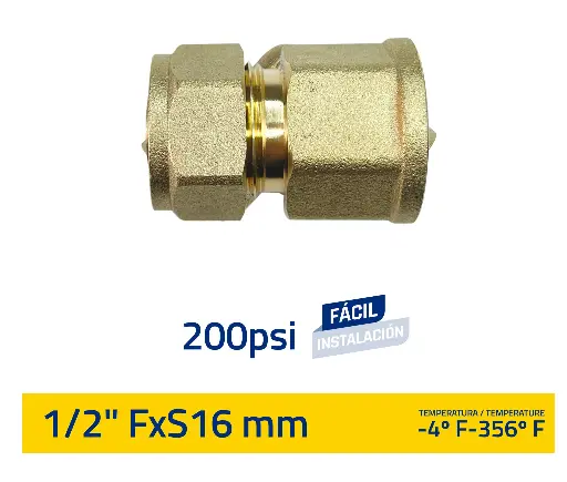 [(GV-G9003)] UNIÓN DE COMPRENSIÓN 1/2'F X S16MM