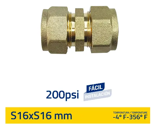 [(GV-G9002)] UNIÓN DE COMPRENSIÓN S16MM X S16MM