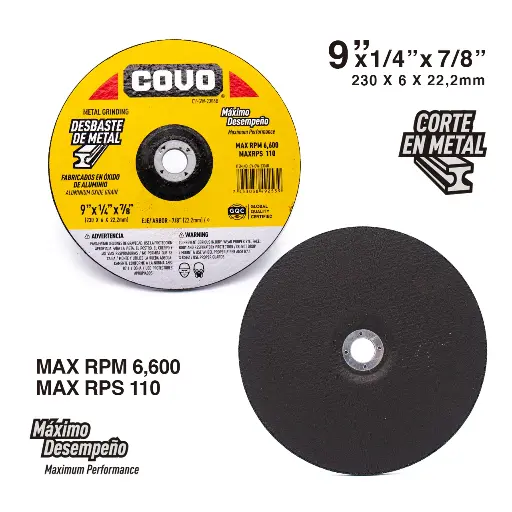 [(CV-GW-2306B)] DISCO DESBASTE 9'X1/4'X7/8