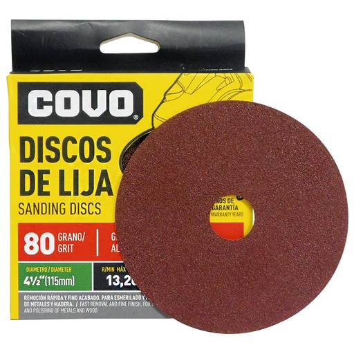 [(CV-SD-1580)] DISCOS DE LIJA 4.1/2 GRANO 80 x 5 Unds