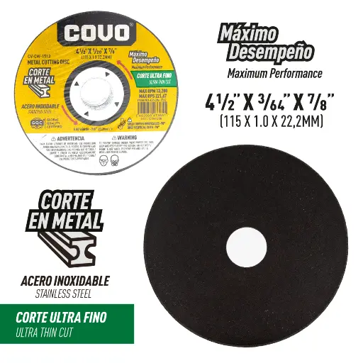 [(CV-CW-1512)] DISCO CORTE METAL 4 1/2X1/20X7/8